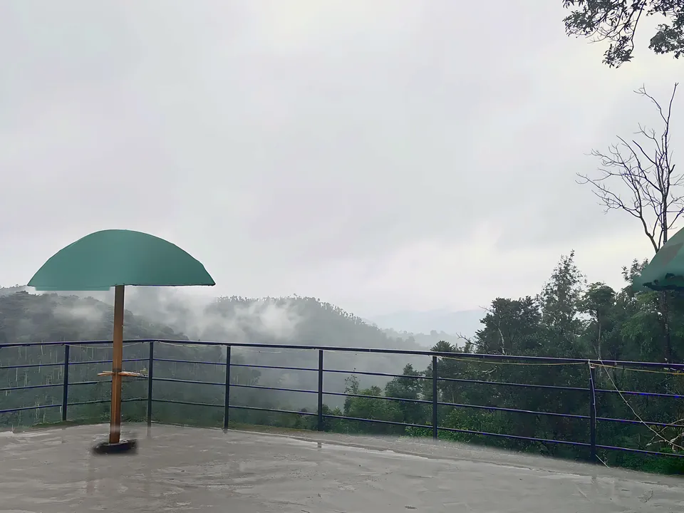 The terrace above the misty valley